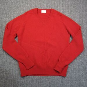 Hackett London Lambswool Sweater Mens‎ M Red V Neck Tight Knit Rib Trim Pullover